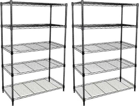 Heavy Duty 5-Shelf Shelving Unit 1250Lb Capacity, 29.92" D x 13.98" W x 62.99" H, 5 Tier, Black