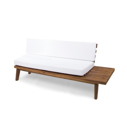 Hillcrest 2 Seater Sofa Indoor Minimalist Acacia Wood Right Side Sofa with White Cushions