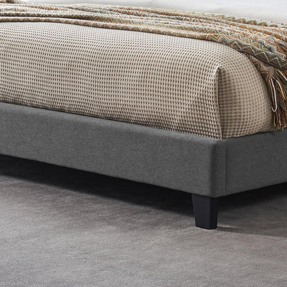 King-size Upholstered Platform Bed Frame with Contemporary Tufted Waffle Stitching, Easy Assembly, Charcoal Grey