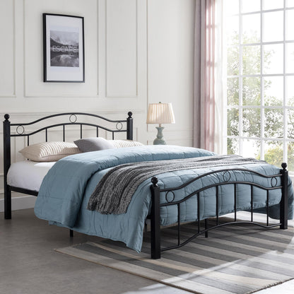 King Size Metal Bed Frame, Under Bed Storage Space, No Box Spring Needed, Durable Use, Black