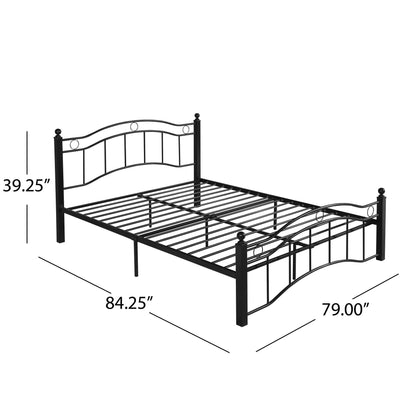 King Size Metal Bed Frame, Under Bed Storage Space, No Box Spring Needed, Durable Use, Black