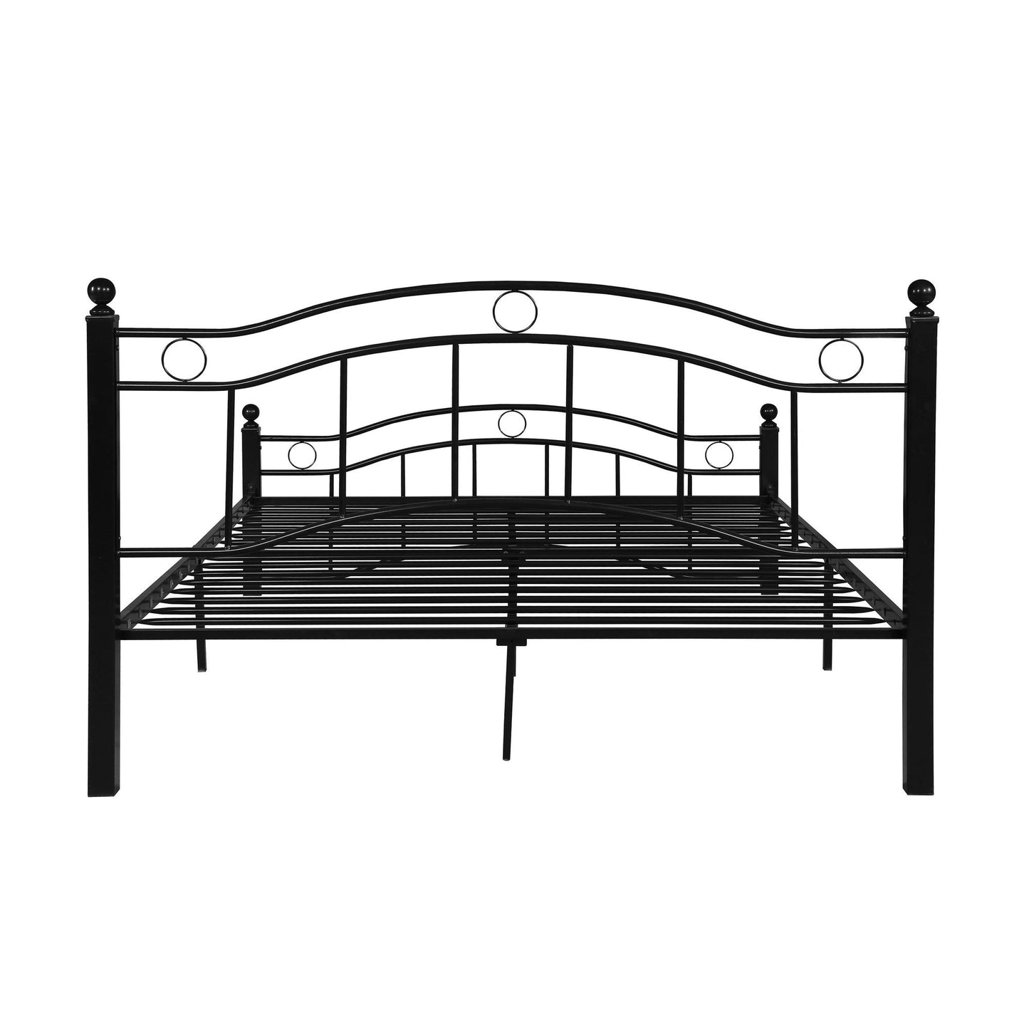 King Size Metal Bed Frame, Under Bed Storage Space, No Box Spring Needed, Durable Use, Black