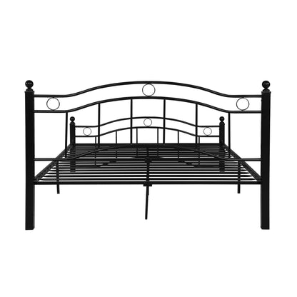 King Size Metal Bed Frame, Under Bed Storage Space, No Box Spring Needed, Durable Use, Black