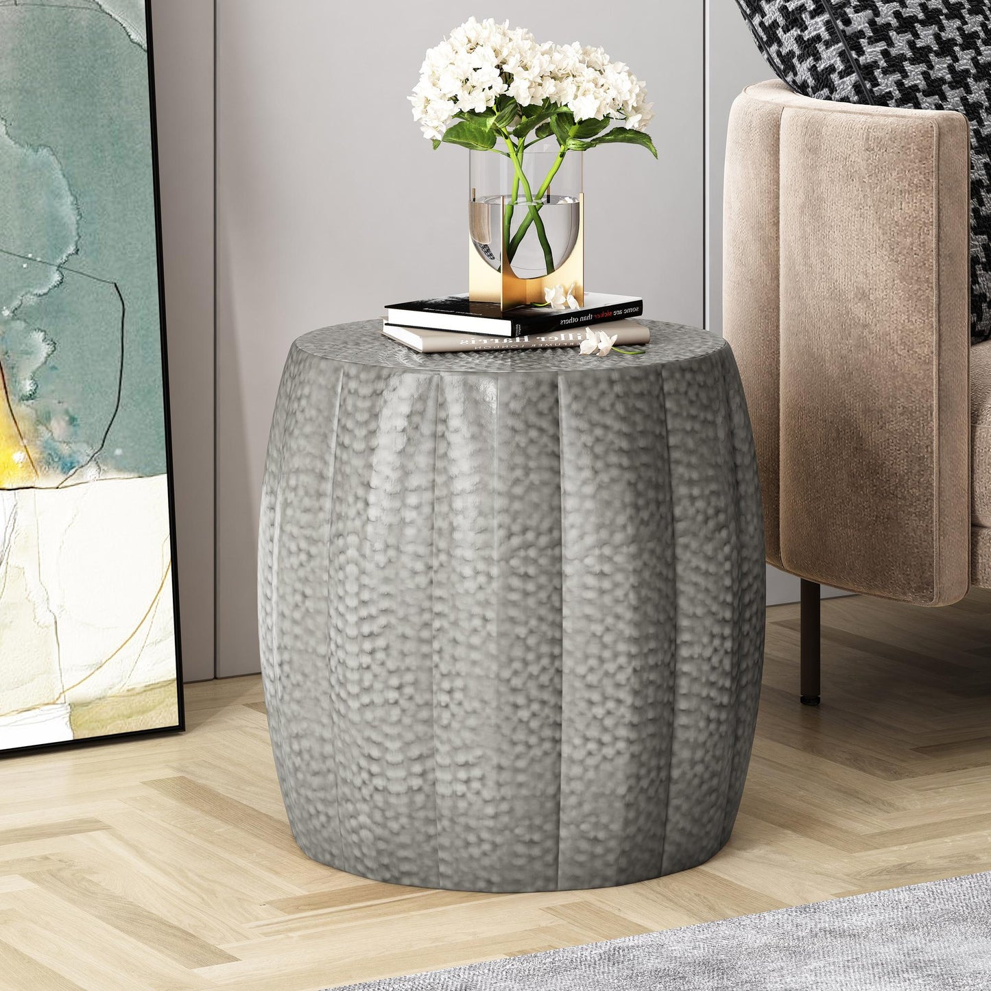 METAL DRUM END TABLE