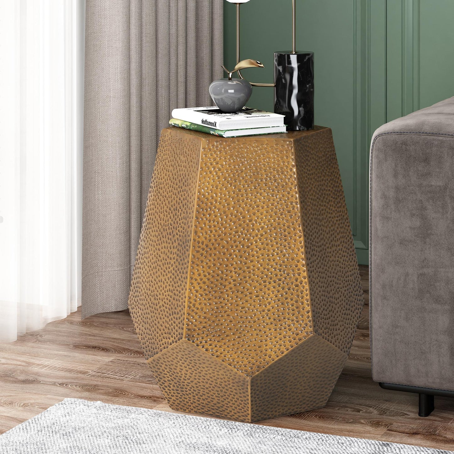 METAL HAMMERED END TABLE