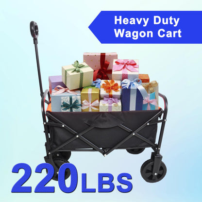 Mini Folding Wagon Garden Shopping Beach Cart (black+yellow)