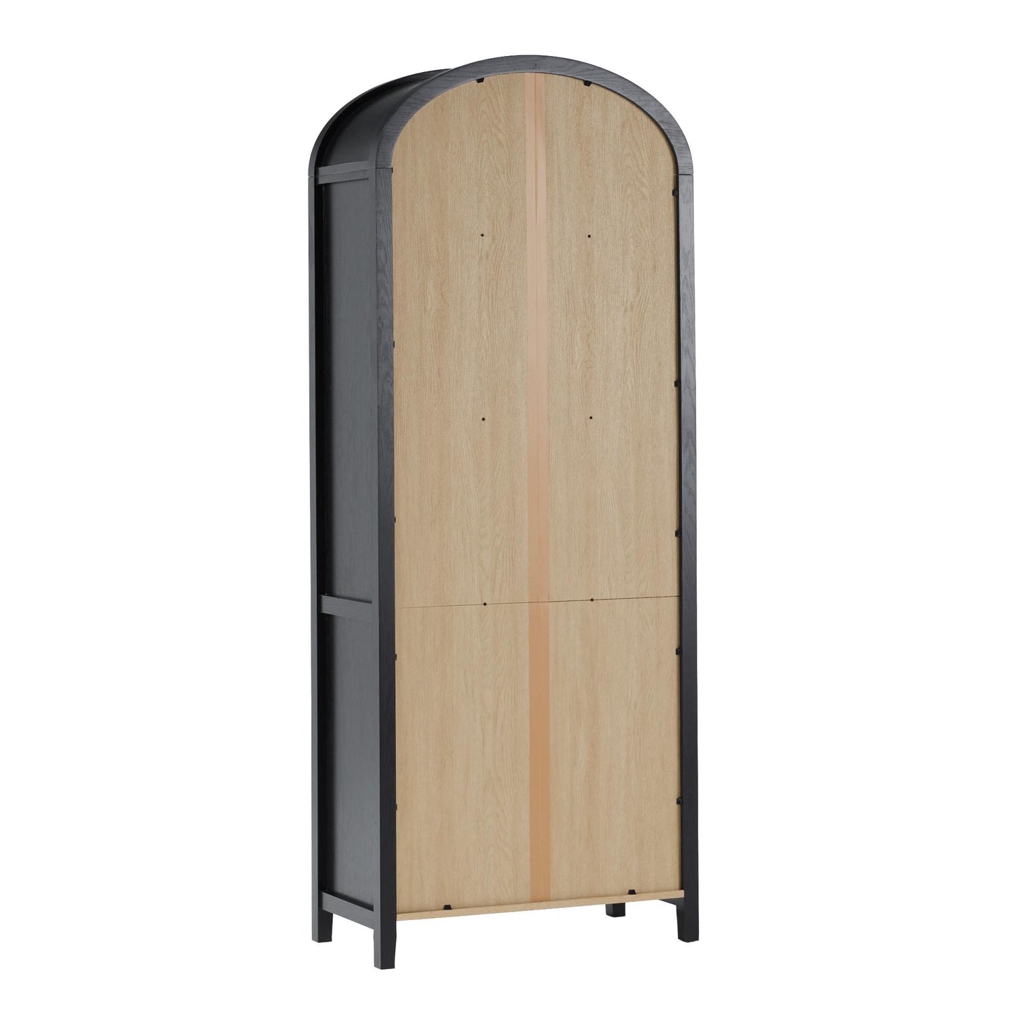 Modern 3 Shelf Open Arched Bookcase Cabinet - Black