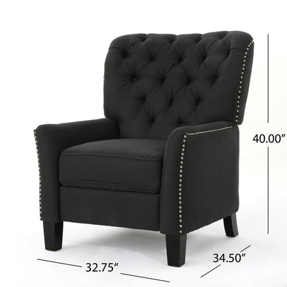 Modern Dark Grey Fabric Push Back Recliner, Antique Dark Grey