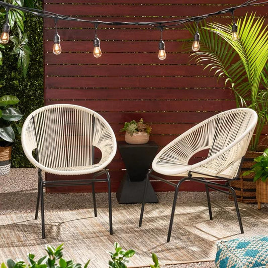 Modern Faux Rattan Club Chair Outdoor Patio Chair (Set of 2)