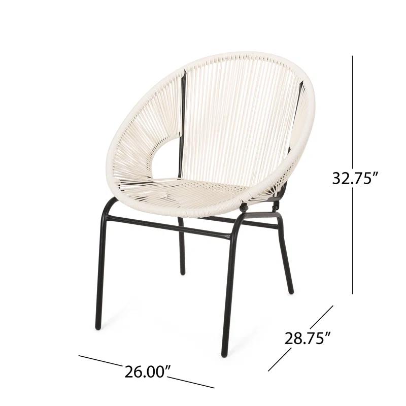 Modern Faux Rattan Club Chair Outdoor Patio Chair (Set of 2)
