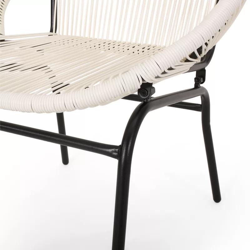 Modern Faux Rattan Club Chair Outdoor Patio Chair (Set of 2)