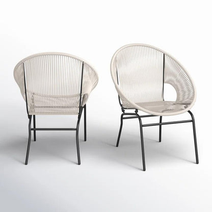 Modern Faux Rattan Club Chair Outdoor Patio Chair (Set of 2)