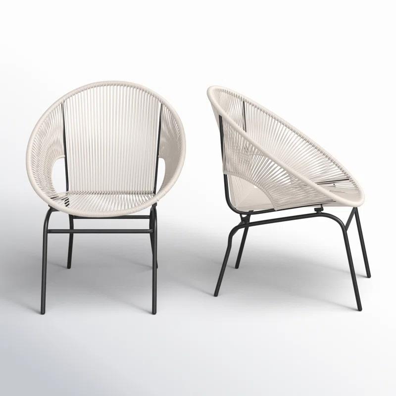 Modern Faux Rattan Club Chair Outdoor Patio Chair (Set of 2)
