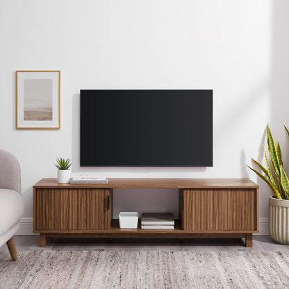Modern Fluted-Door Minimalist TV Stand for TVs up to 65 inches – Mocha