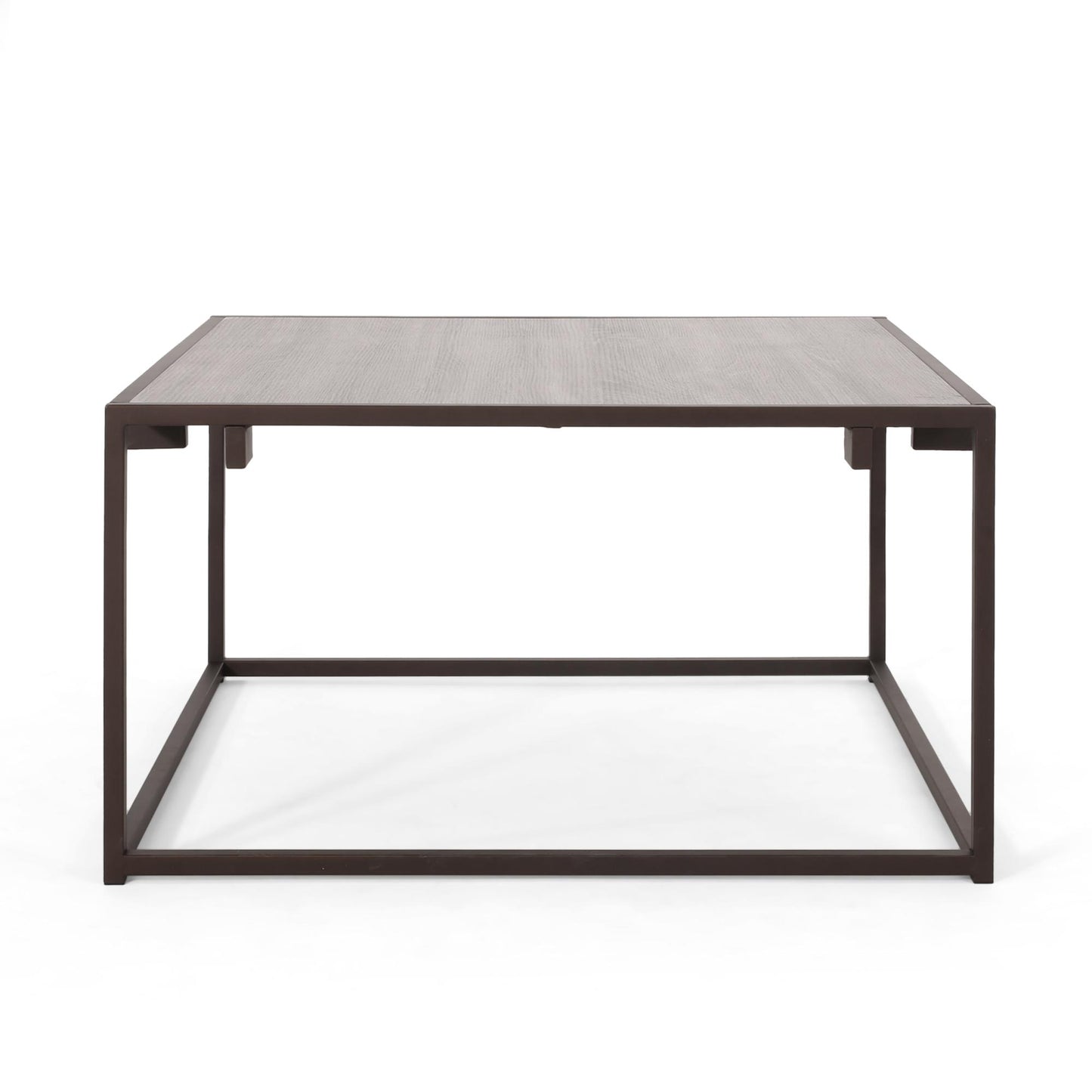 Modern Industrial Coffee Table, Gray and Bronze