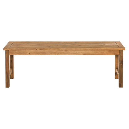 Modern Slat-Top Solid Wood Patio Bench - Brown