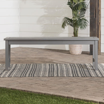 Modern Slat-Top Solid Wood Patio Bench - Brown