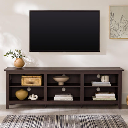 Modern Transitional 3-Shelf Open Storage 70" TV Stand for 80" TVs - Espresso