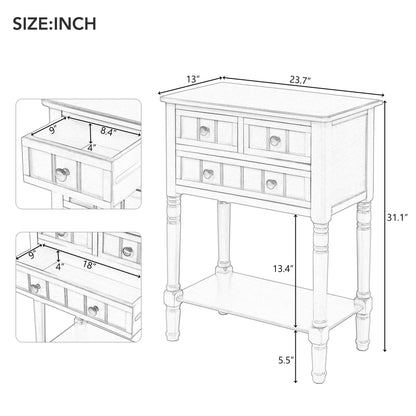 Narrow Console Table, Slim Sofa Table with Three Storage Drawers and Bottom Shelf for Entryway and Living Room (Espresso)