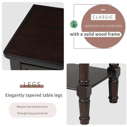 Narrow Console Table, Slim Sofa Table with Three Storage Drawers and Bottom Shelf for Entryway and Living Room (Espresso)
