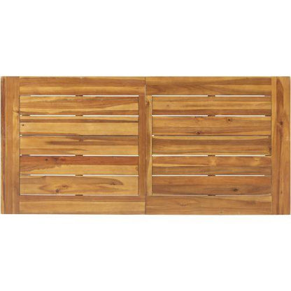 Outdoor Acacia Wood Metal Base Dining Table, Teak