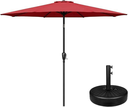 Outdoor Market Table Patio Umbrella with Button Tilt, Crank and 8 Sturdy Ribs for Garden, Deck, Lawn, Backyard & Pool