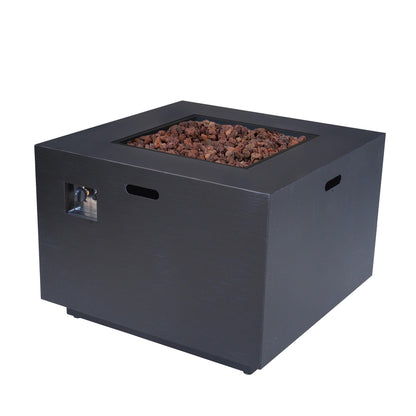 Outdoor Patio Propane Fire Pit 24" H x 33" W Square Iron Gas-burning Fire Pit - 50000 BTU, Tank in side, Dark Grey