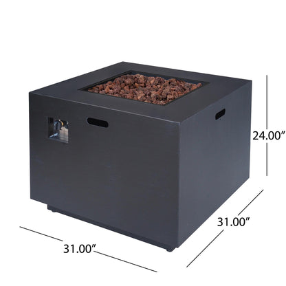 Outdoor Patio Propane Fire Pit 24" H x 33" W Square Iron Gas-burning Fire Pit - 50000 BTU, Tank in side, Dark Grey