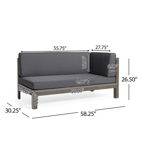 Outdoor Patio Sectional Acacia Wood Chaise Lounge Sofa