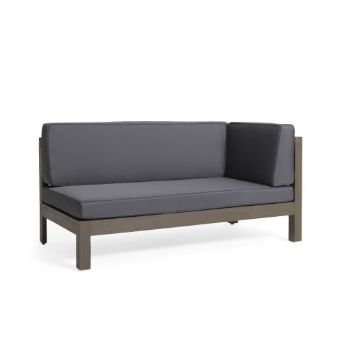 Outdoor Patio Sectional Acacia Wood Chaise Lounge Sofa