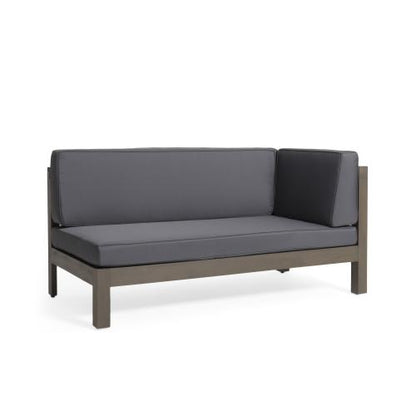 Outdoor Patio Sectional Acacia Wood Chaise Lounge Sofa