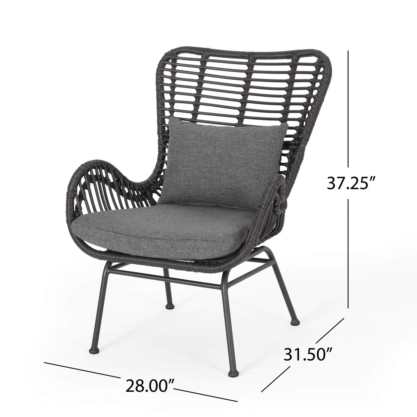Outdoor Wicker Club Chairs with Cushions (Set of 2)