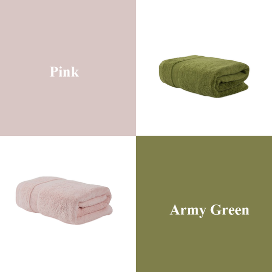 Luxury Hydrocotton Bath Towel Set - Soft & Absorbent 2-Piece (Army Green+Pink)