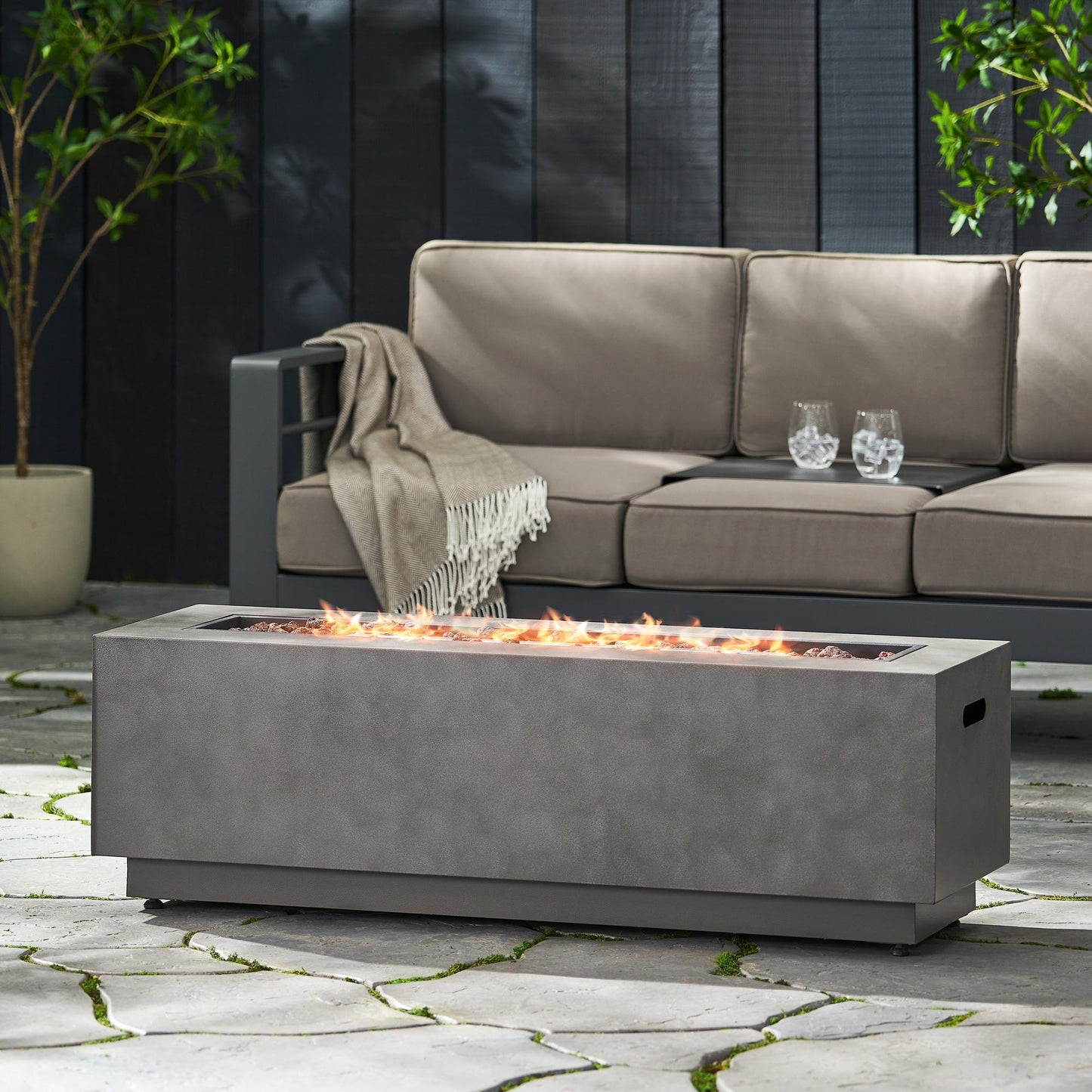 RECTANGULAR IRON FIRE PIT - 50000BTU (Tank cover not included)