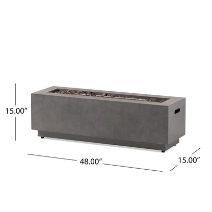 RECTANGULAR IRON FIRE PIT - 50000BTU (Tank cover not included)