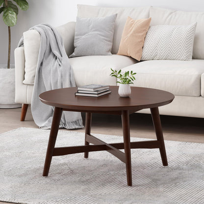 ROUND COFFEE TABLE WITH X-CROSS BASE
