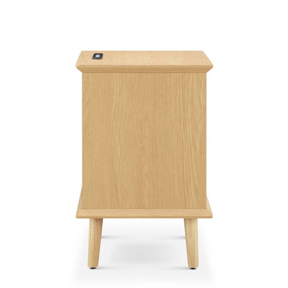 Rattan Accent Side Table with Drawer Storage & Lower Open Shelf 18"W x 15.25"D x 23.75"H