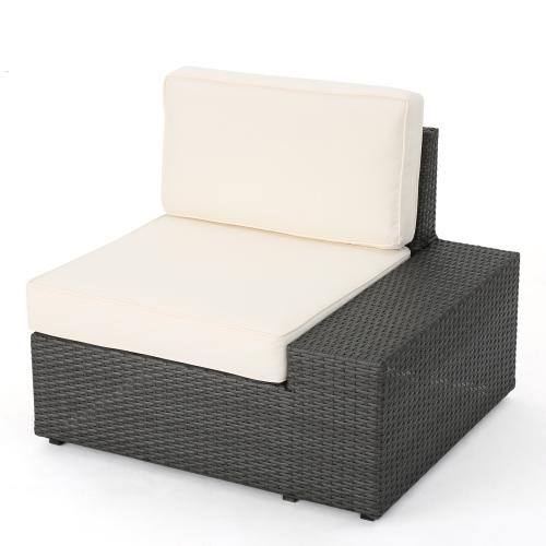 Resin Outdoor Patio Furniture Collection, Arm Chair (L & R) Grey Wicker Armless Sectional Sofa Seat