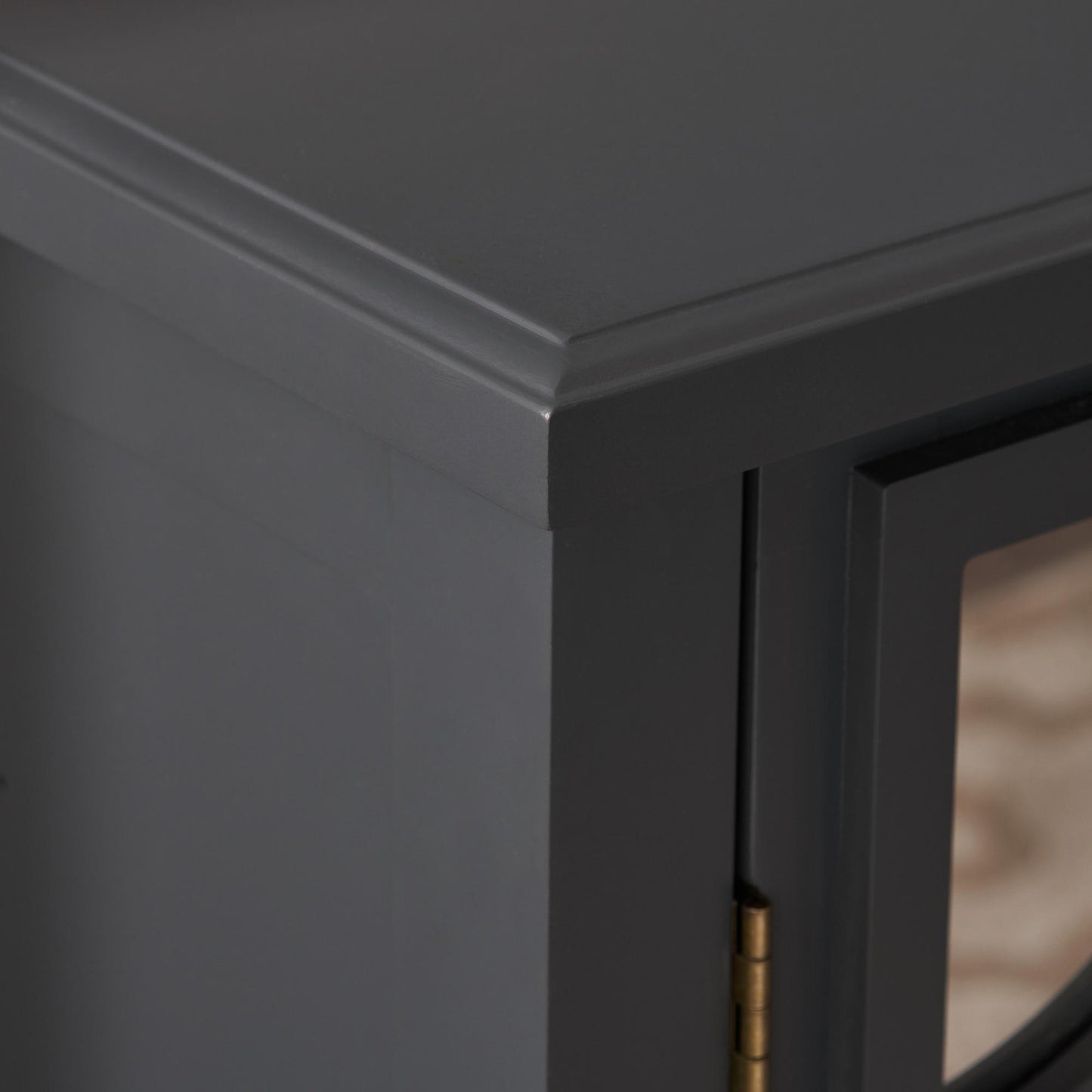 [Ship to Canada Only]Firwood Mirror Finished Double Door Cabinet, Charcoal Grey