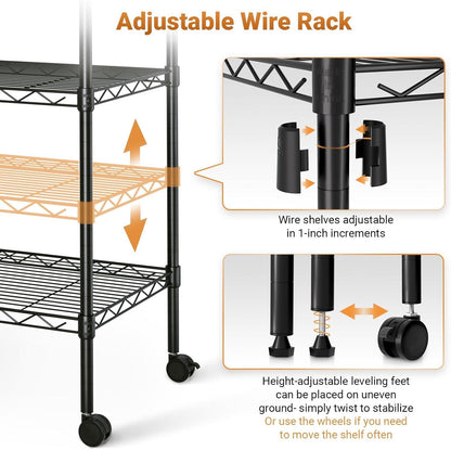 Simple Deluxe Heavy Duty 5-Shelf Shelving Unit, 29" D x 14"W x 61" H, 5 Tier, Black