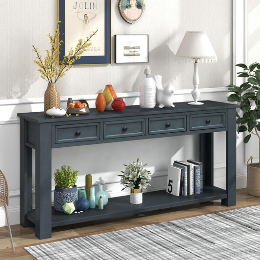 Console Table/Sofa Table with Storage Drawers and Bottom Shelf for Entryway, Hallway and Living Room (Navy)