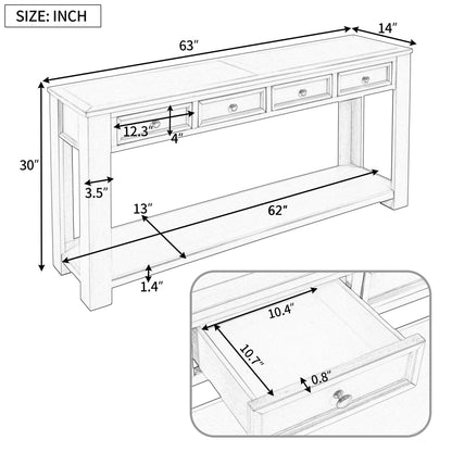 Console Table/Sofa Table with Storage Drawers and Bottom Shelf for Entryway, Hallway and Living Room (Navy)