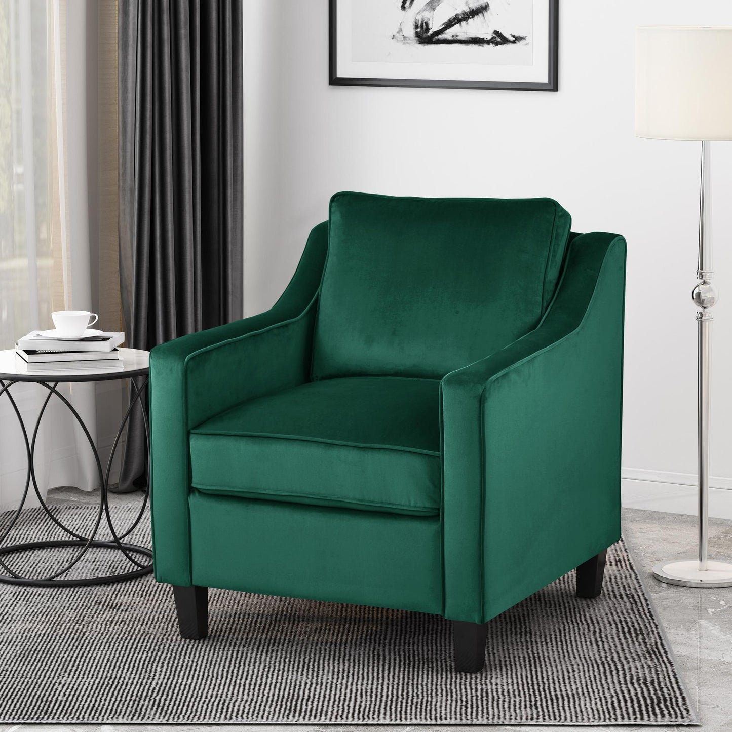 Velvet Club Chair, Green