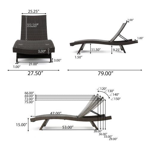 Water Resistant Cushions Salem Outdoor Wicker Adjustable Chaise Lounge