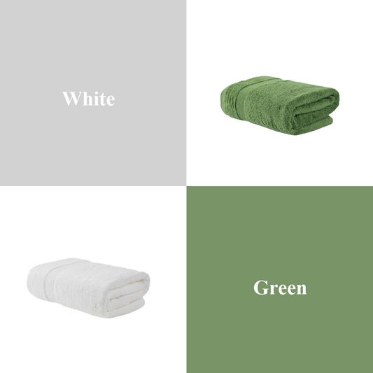 Luxury Hydrocotton Bath Towel Set - Soft & Absorbent 2-Piece (White+Green)