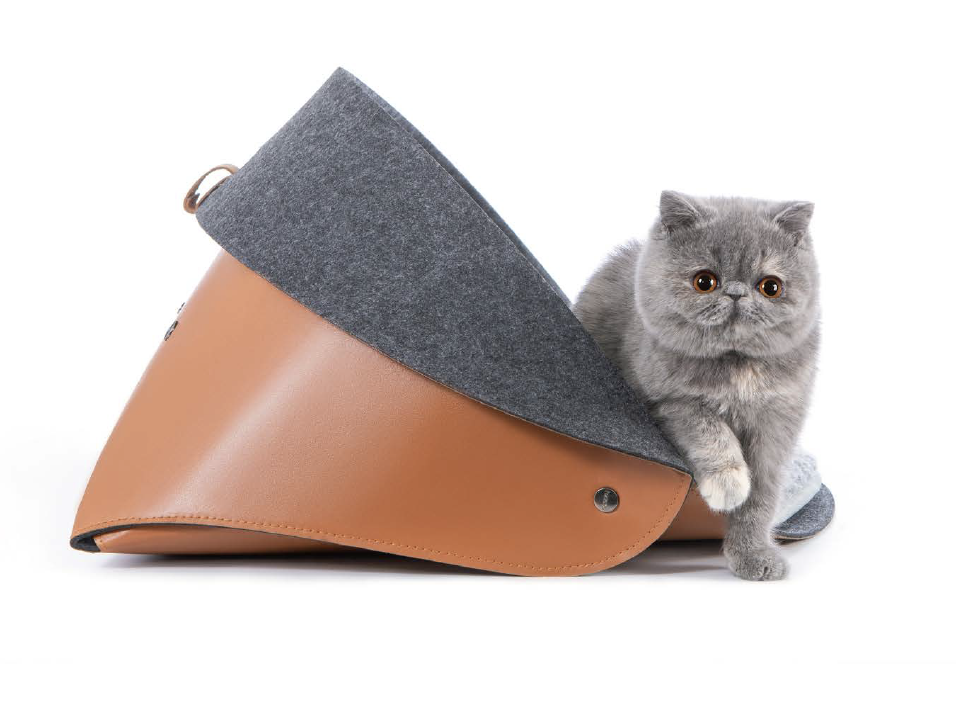 PurrMello PICA Pet Nest – Leather, Large (Chestnut)
